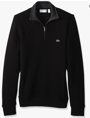 Lacoste Men's Half Zip Lightweight Interlock Sweatshirt Black/Dark Grey Jasper S